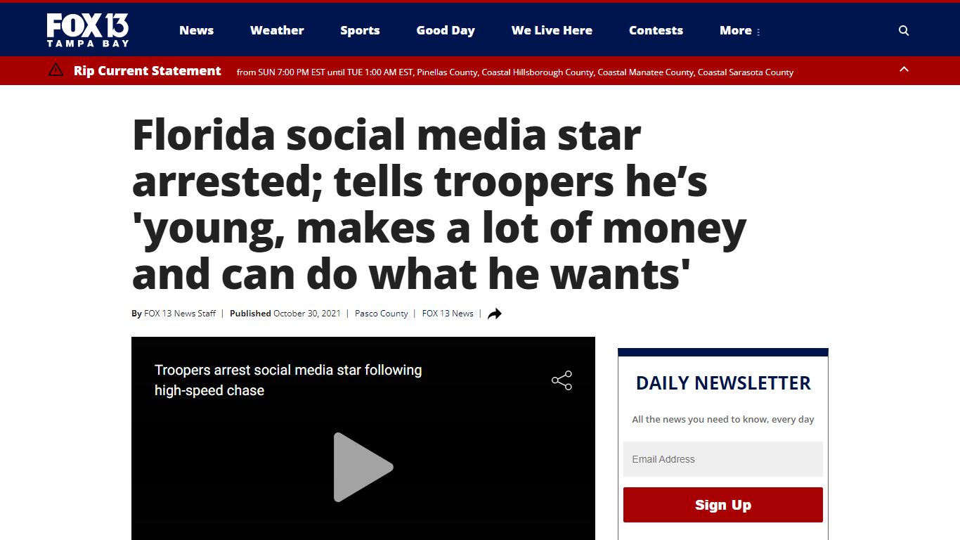 Florida social media star arrested; tells troopers he’s 'young, makes a ...